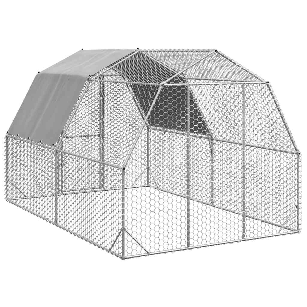 Chicken Run with Roof 2.5x4x2.25 m Galvanised Steel