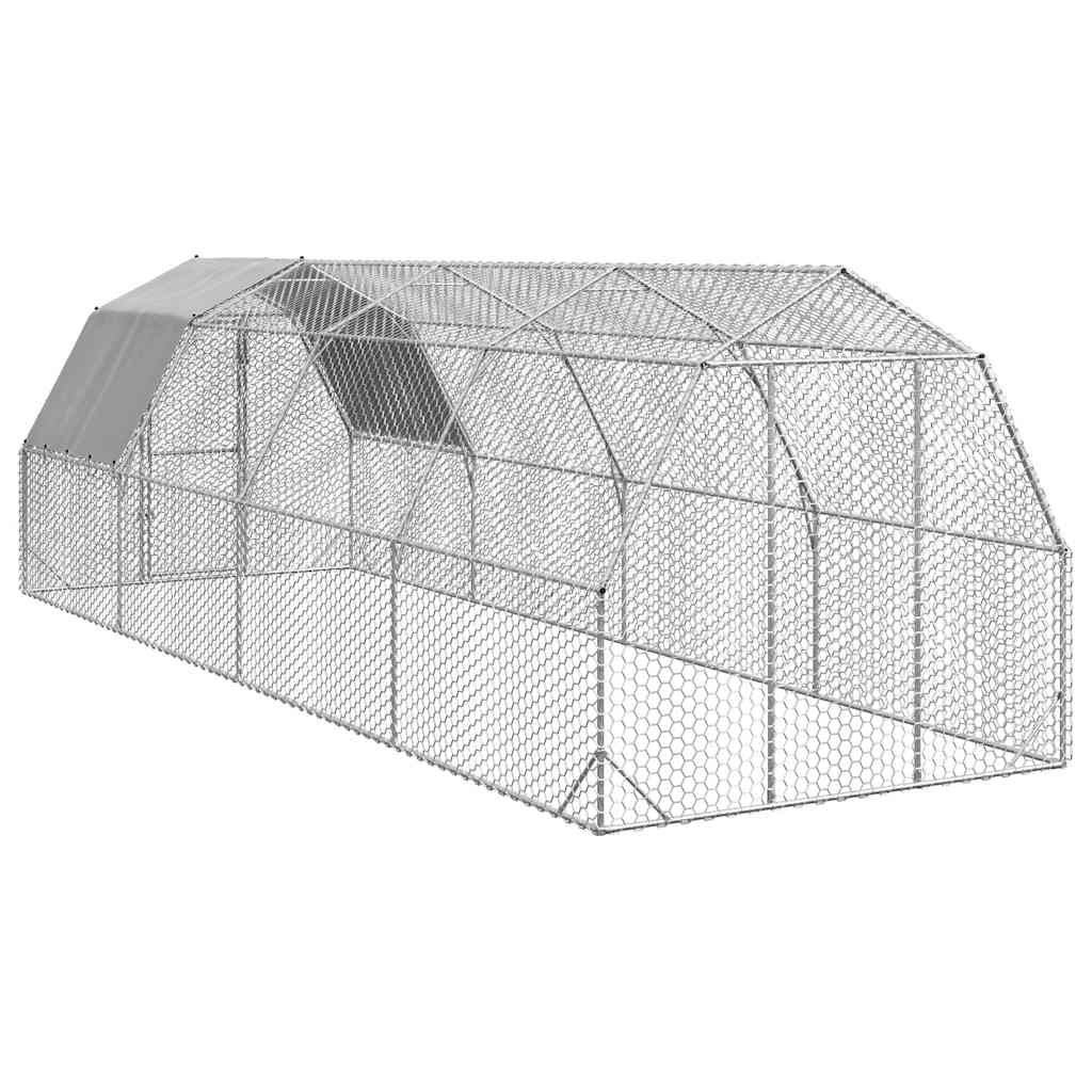 Chicken Run with Roof 2.5x8x2.25 m Galvanised Steel