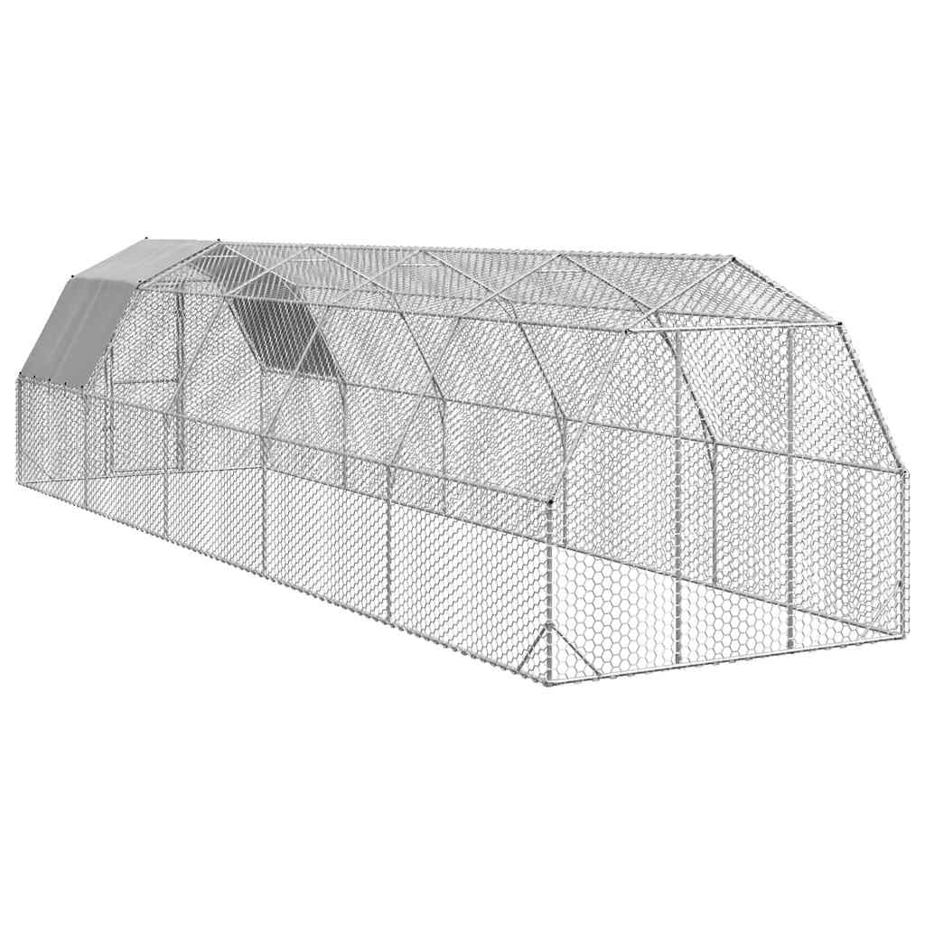 Chicken Run with Roof 2.5x10x2.25 m Galvanised Steel