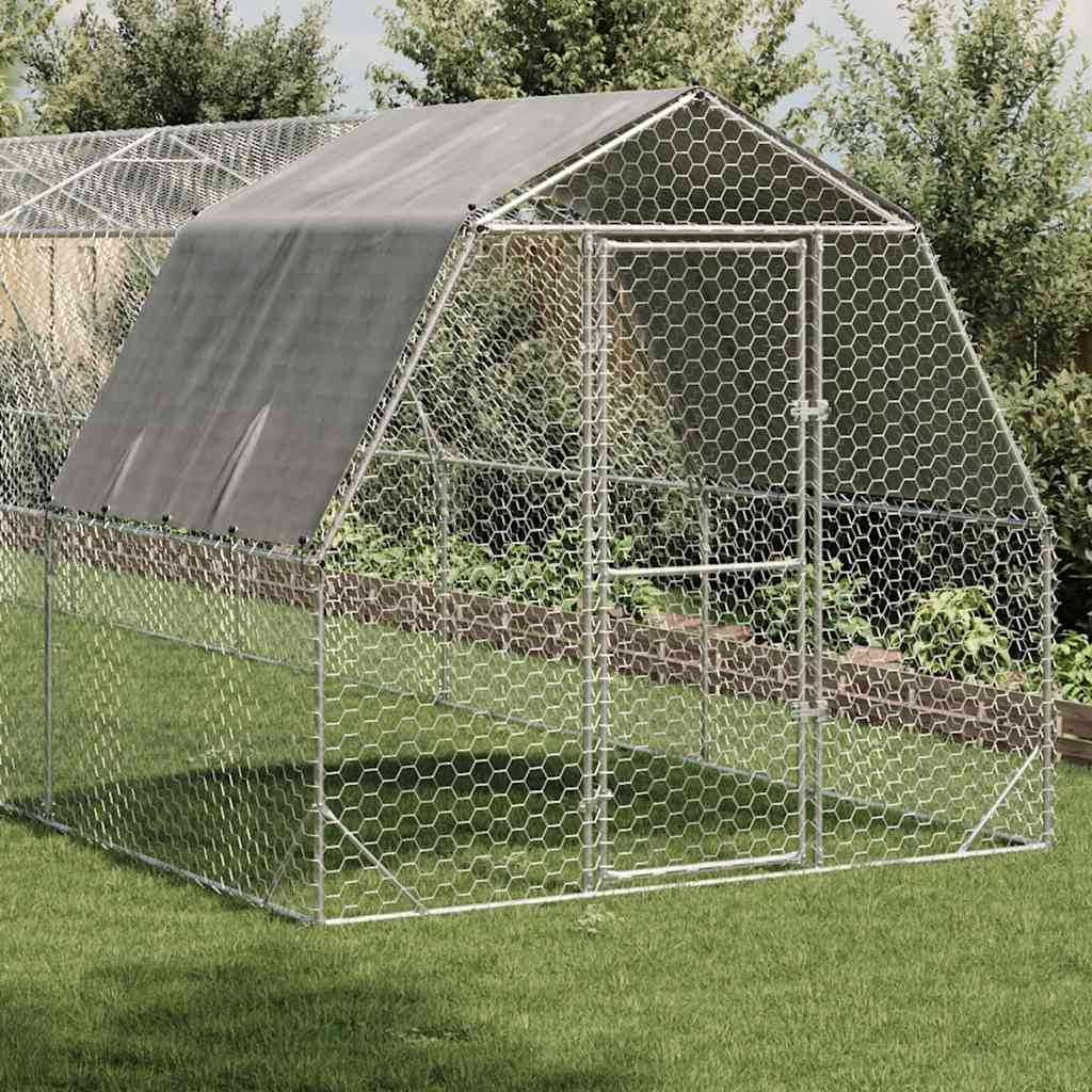 Chicken Run with Roof 2.5x12x2.25 m Galvanised Steel