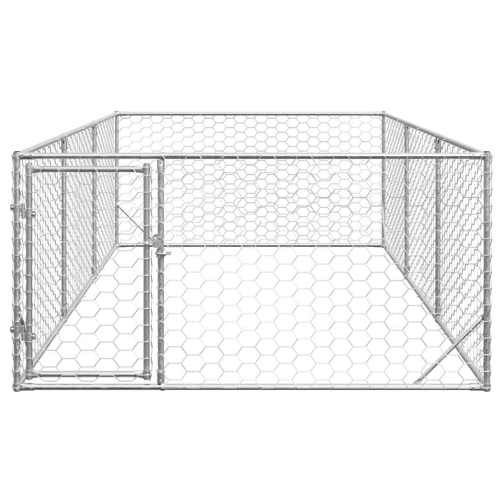 Outdoor Dog Kennel with Door 2x4x1 m Galvanised Steel