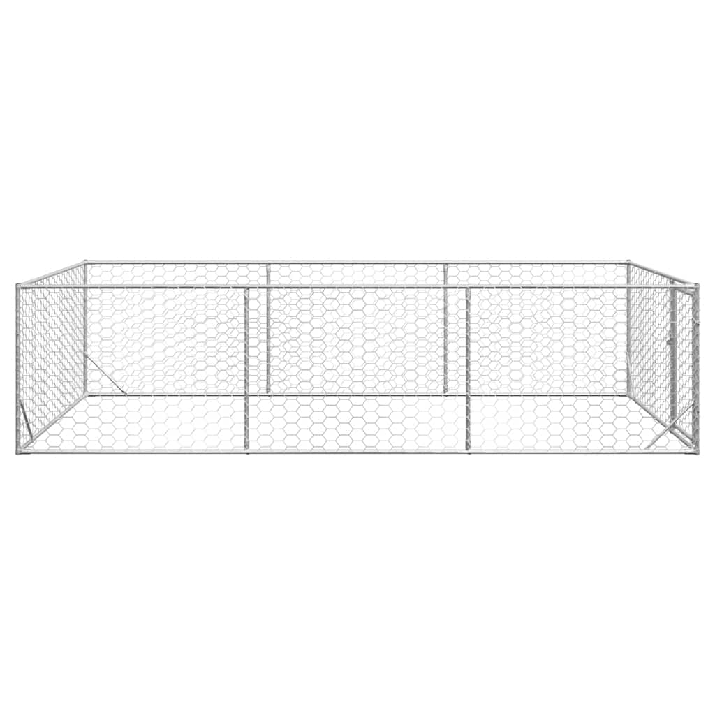 Outdoor Dog Kennel with Door 2x4x1 m Galvanised Steel