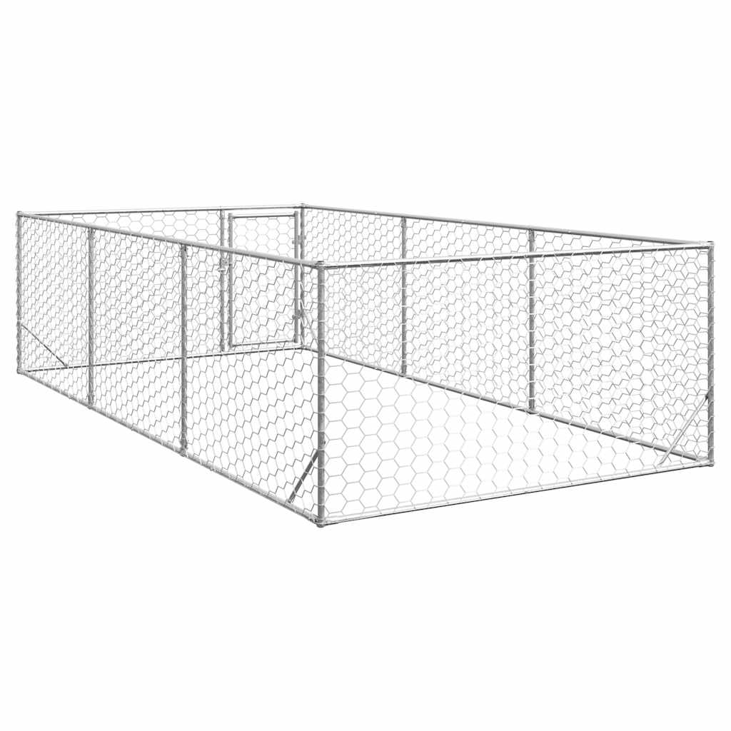 Outdoor Dog Kennel with Door 2x4x1 m Galvanised Steel