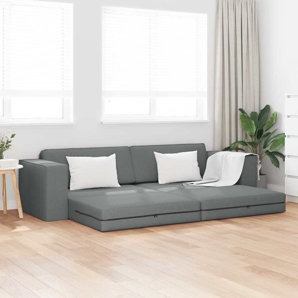 Floor Sofa Bed Dark Grey 245 x 78 x 77 cm Fabric