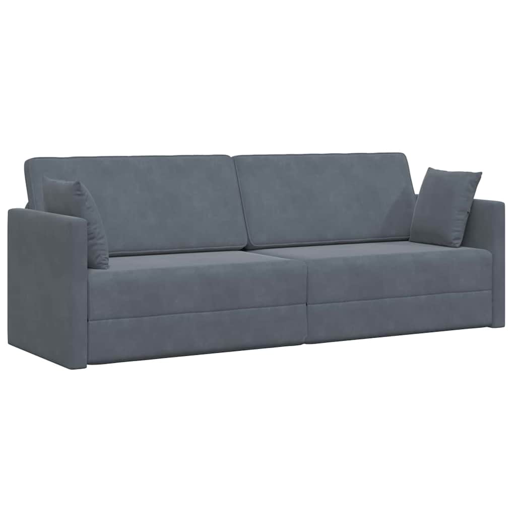 Floor Sofa Bed Dark Grey 213 x 76 x 77 cm Velvet