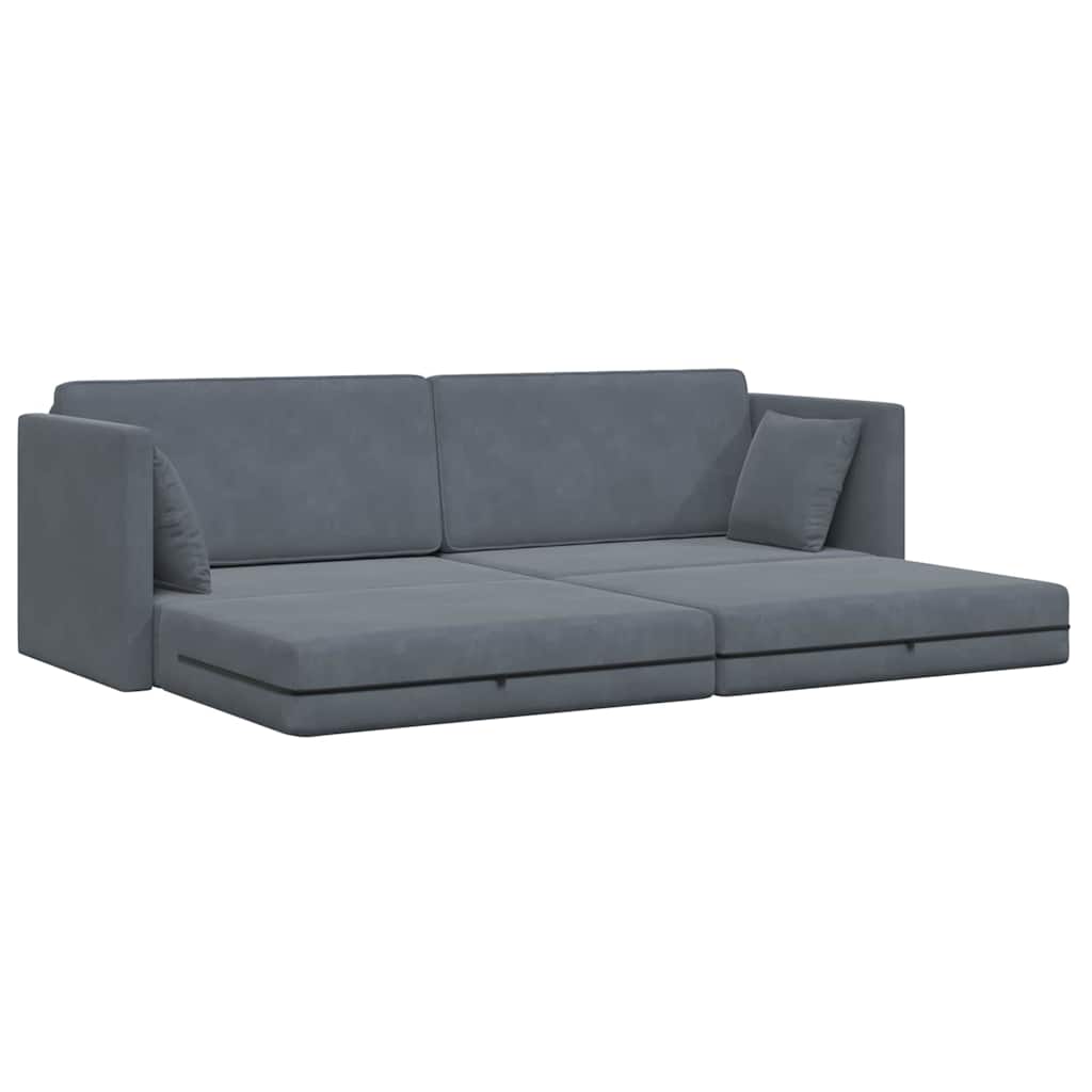 Floor Sofa Bed Dark Grey 213 x 76 x 77 cm Velvet