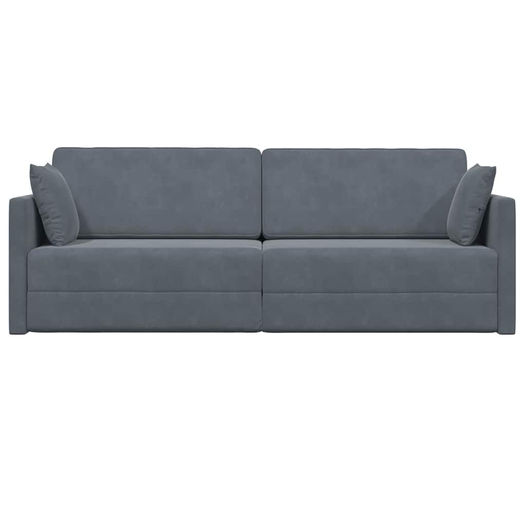 Floor Sofa Bed Dark Grey 213 x 76 x 77 cm Velvet