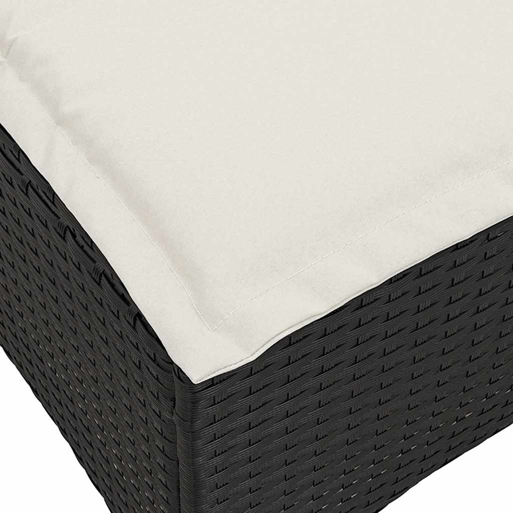 3 Piece Garden Sofa Set with Cushions L-shaped Black Poly Rattan