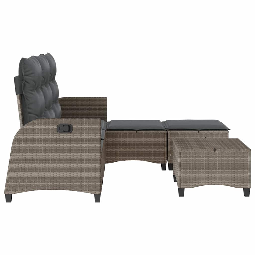 3 Piece Garden Sofa Set with Cushions L-shaped Grey Poly Rattan