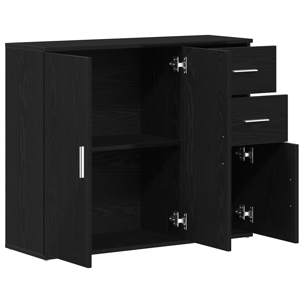 Sideboard Black Oak 91x29.5x75 cm Engineered Wood