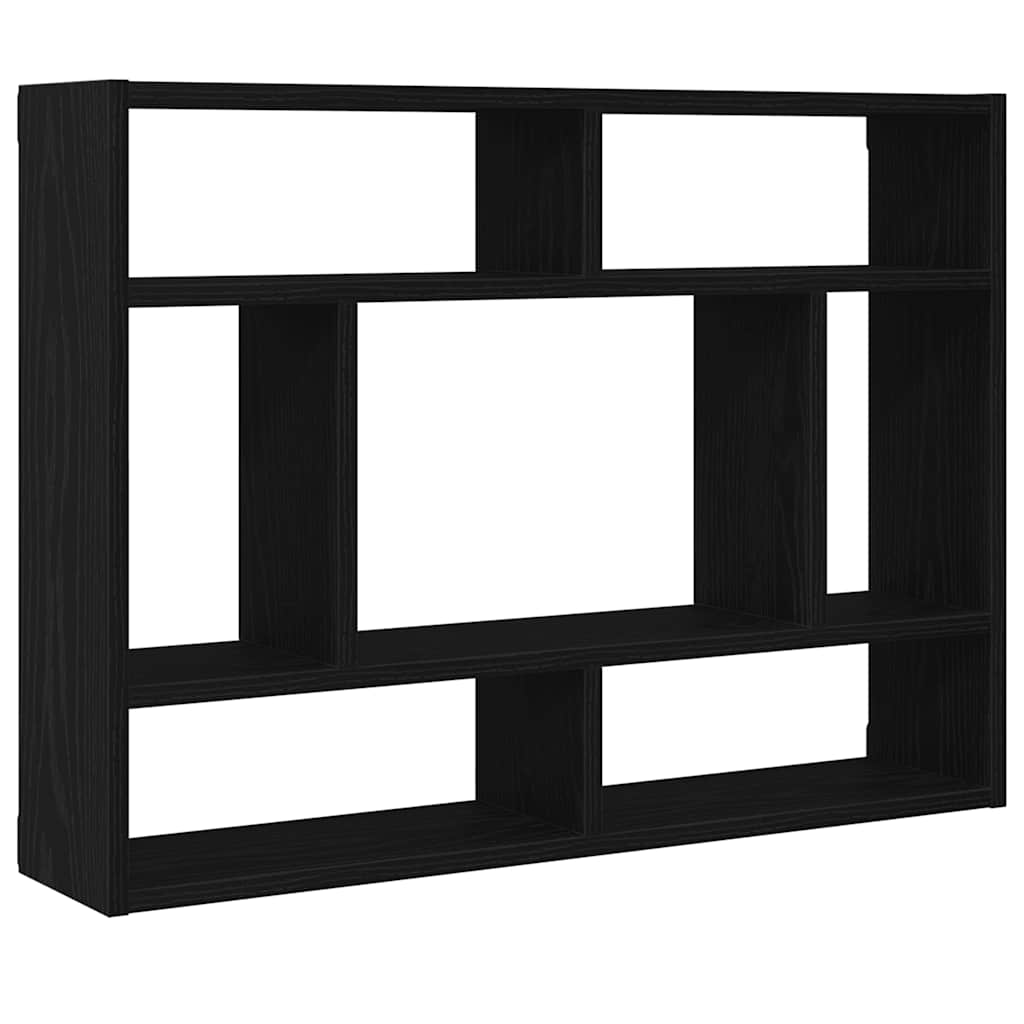 Wall Shelf Black Oak 75x16x55 cm Engineered Wood
