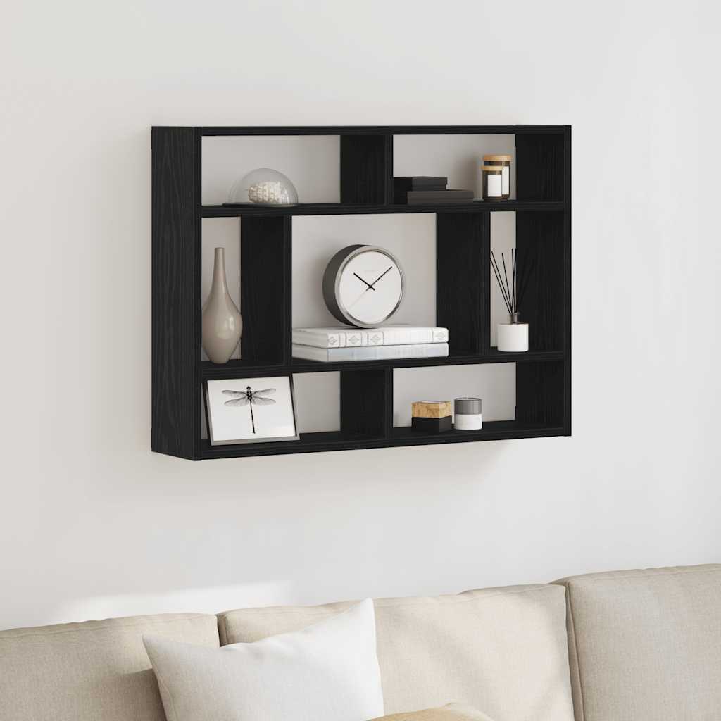 Wall Shelf Black Oak 75x16x55 cm Engineered Wood