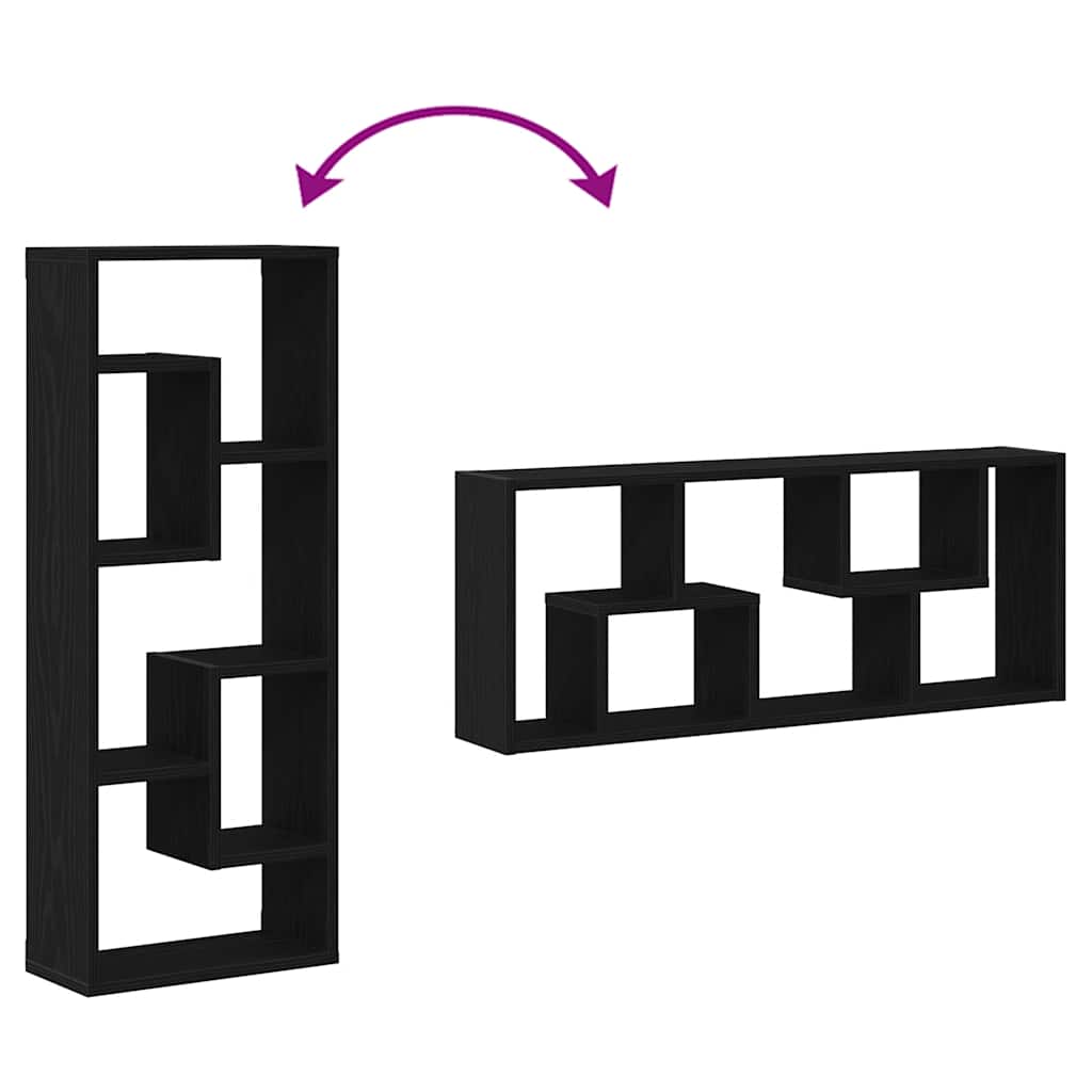 Wall Shelf Black Oak 36x16x90 cm Engineered Wood