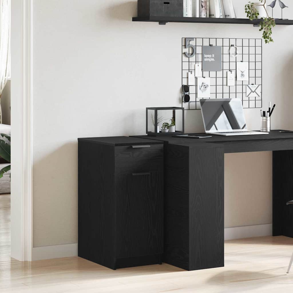 Office Cabinet Black Oak 33 x 50 x 75 cm Engineered Wood