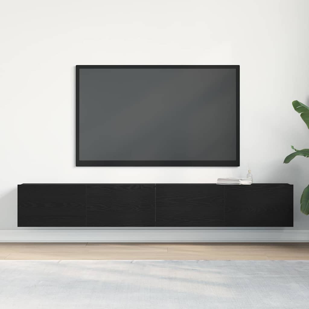 TV Cabinet 2 pcs Black Engineered Wood
