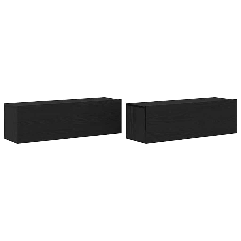 TV Cabinet 2 pcs Black Engineered Wood