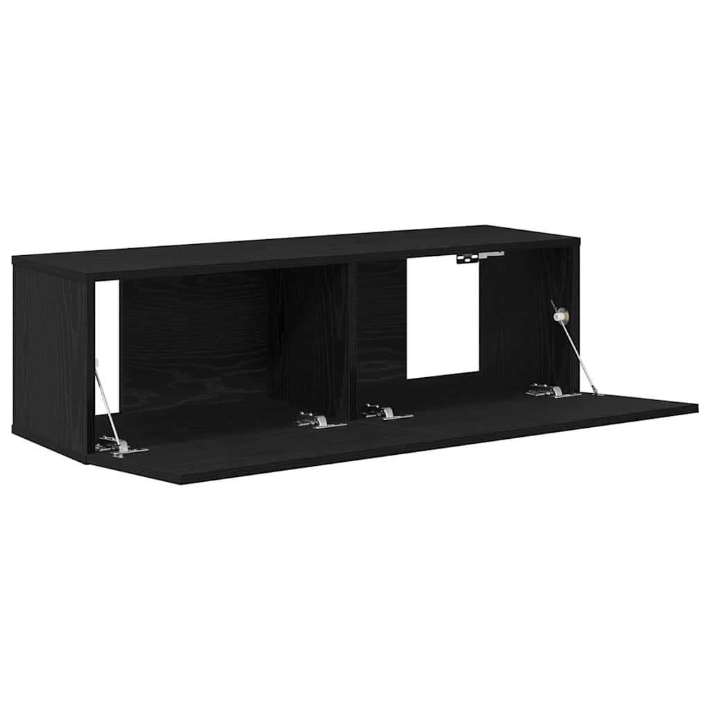TV Cabinet 2 pcs Black Engineered Wood