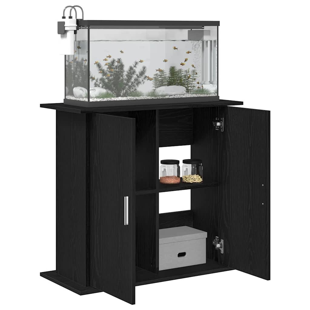 Aquarium Stand Black Oak 81x36x73 cm Engineered Wood