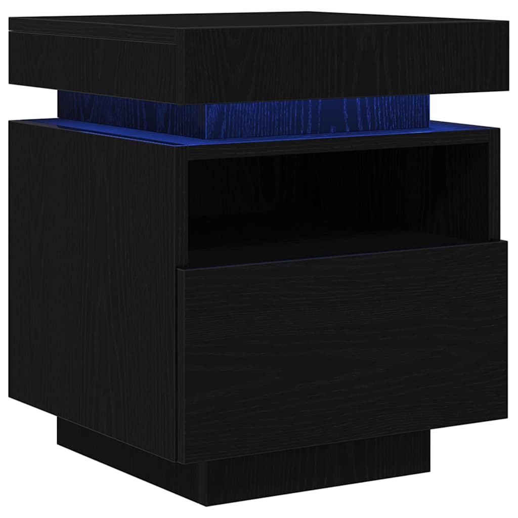 Bedside Cabinet Black oak 40 x 39 x 48.5 cm Engineered wood