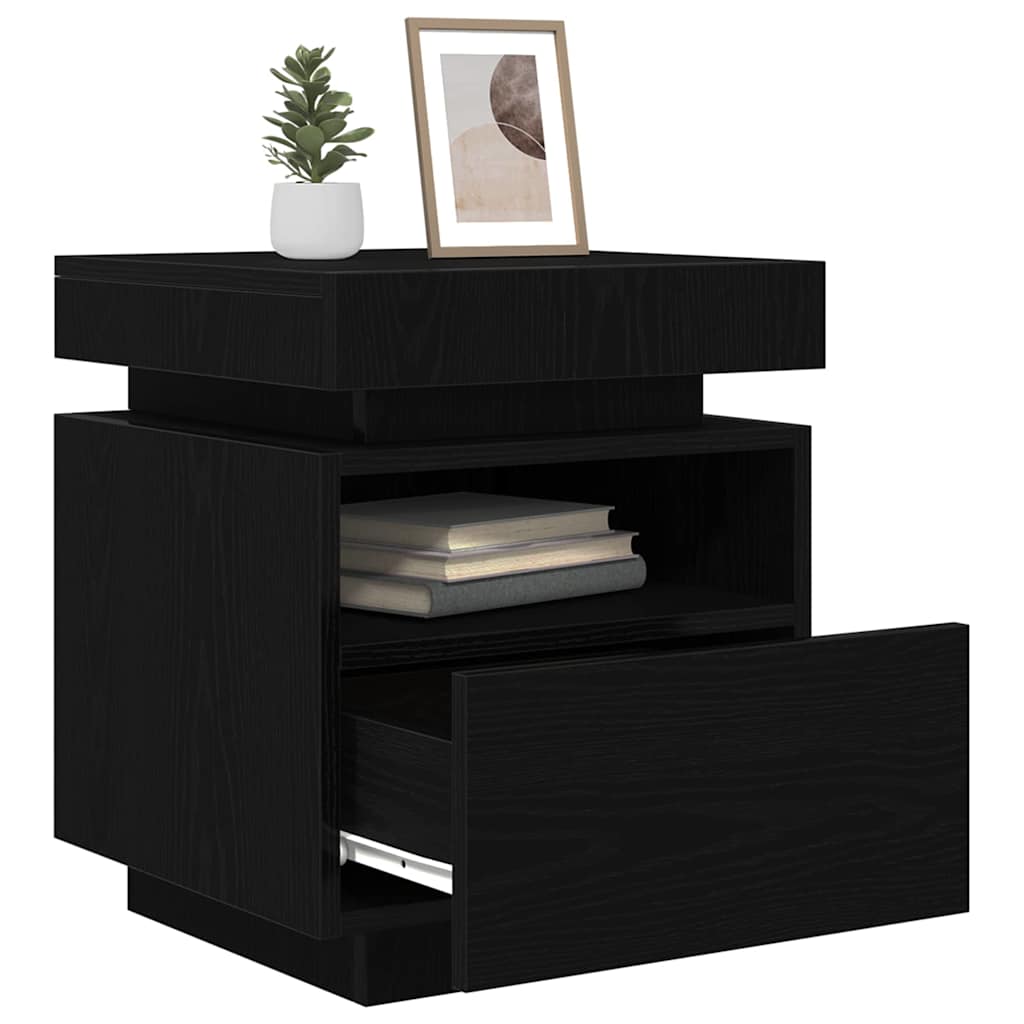 Bedside Cabinet Black oak 40 x 39 x 48.5 cm Engineered wood