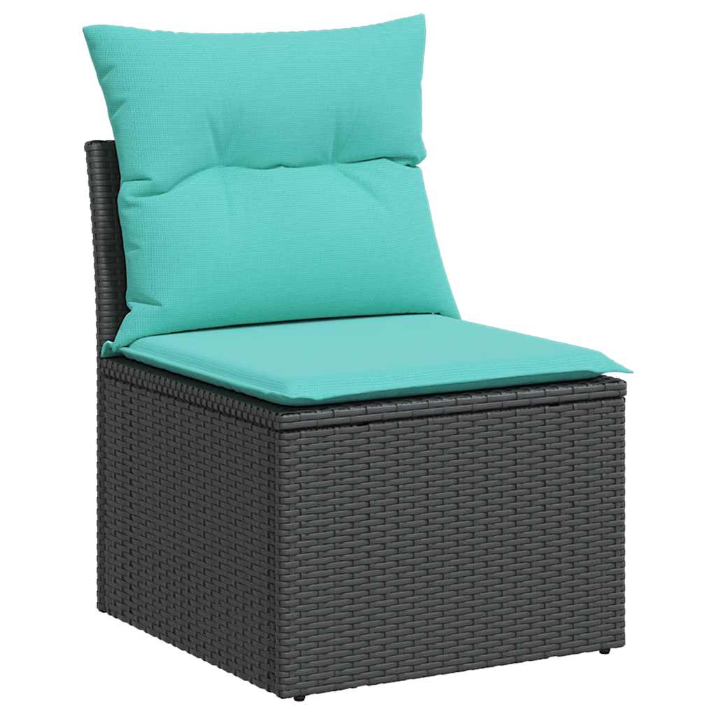 6 Piece Garden Sofa Set with Cushions Black Poly Rattan
