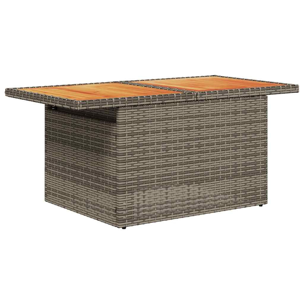 9 Piece Garden Sofa Set with Cushions Grey Poly Rattan Acacia