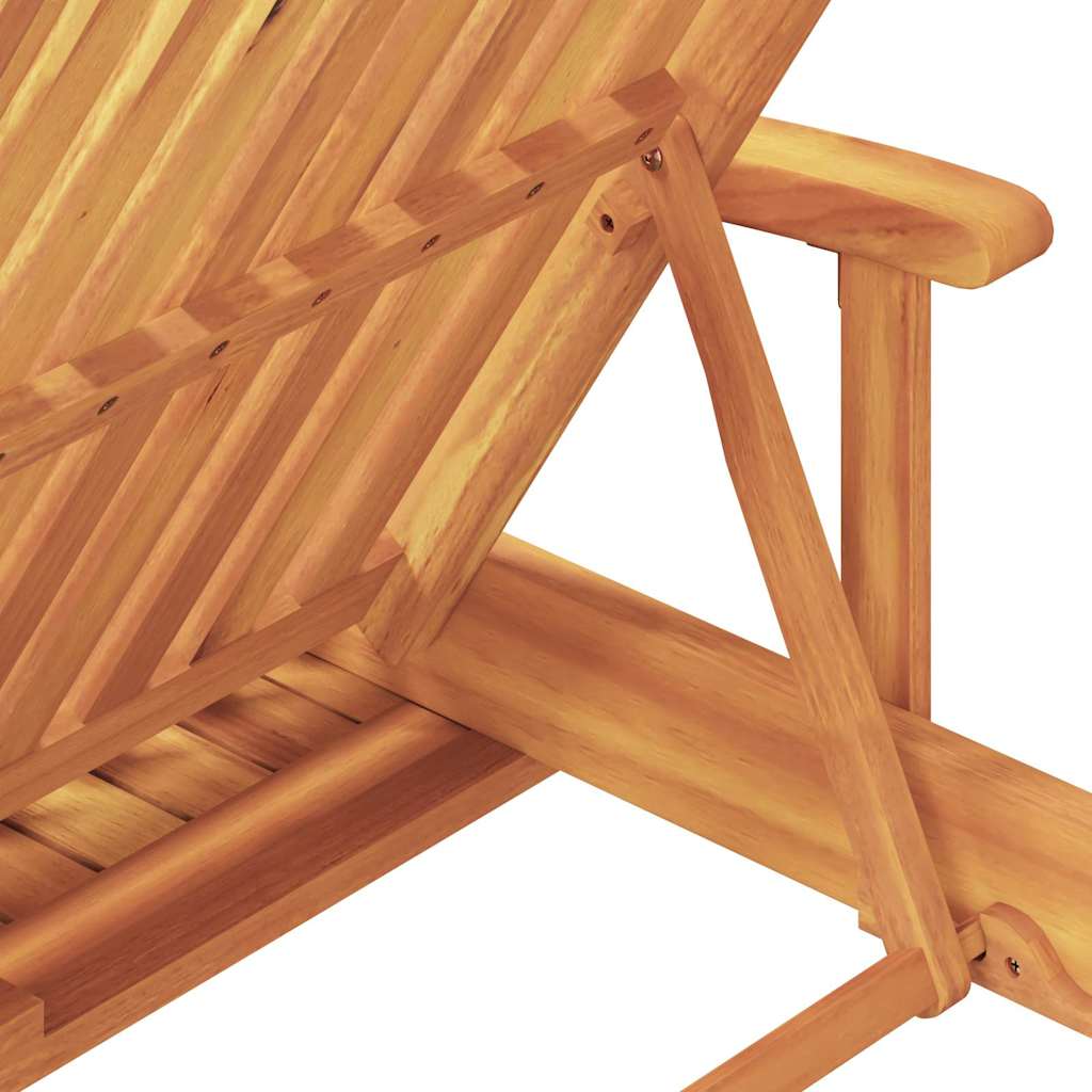 Sun Lounger Solid Acacia Wood Beige