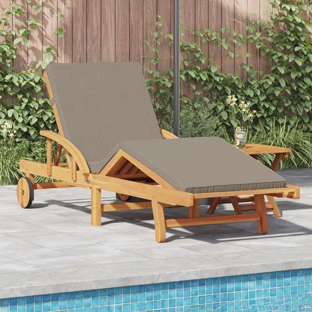 Sun Lounger Solid Acacia Wood Taupe