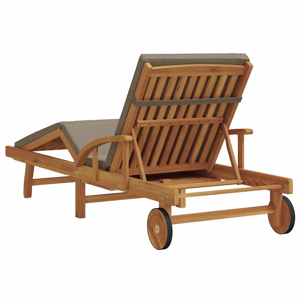 Sun Lounger Solid Acacia Wood Taupe
