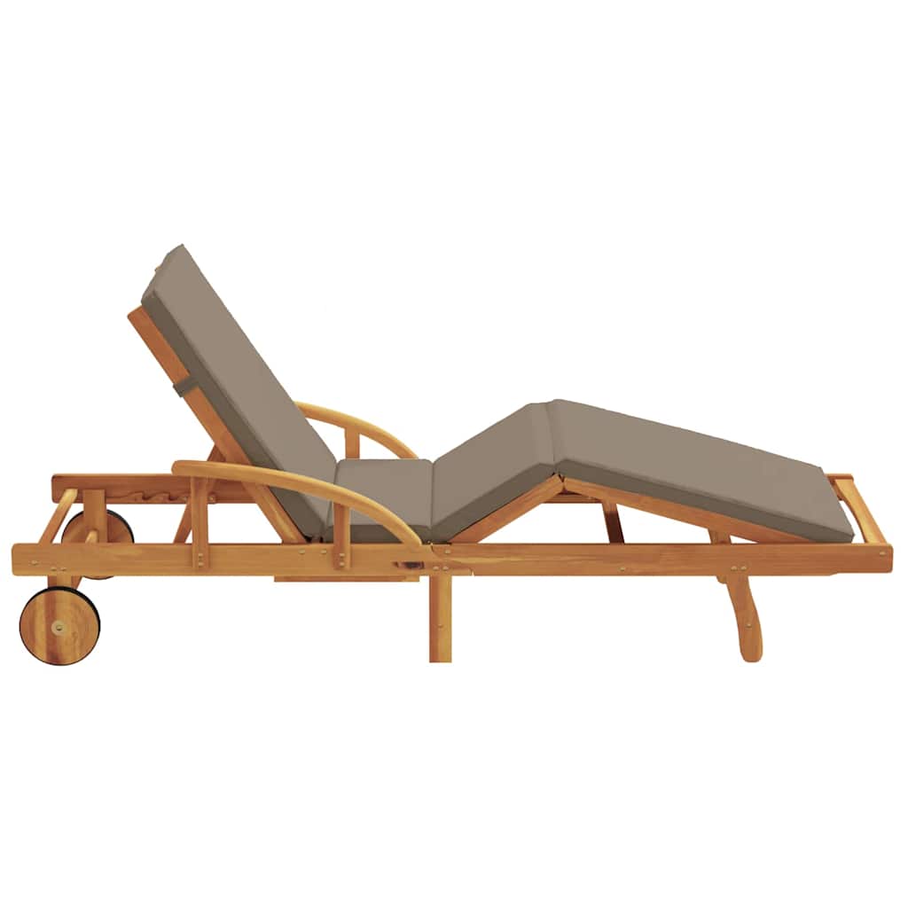Sun Lounger Solid Acacia Wood Taupe