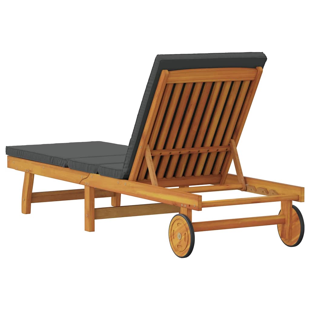Sun Lounger Reclining Brown 199 x 63 x 85 cm Solid Acacia Wood