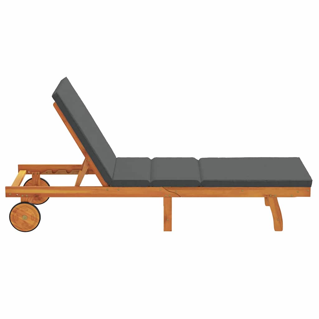 Sun Lounger Reclining Brown 199 x 63 x 85 cm Solid Acacia Wood