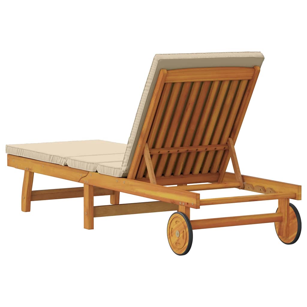 Sun Lounger Reclining Brown 199 x 63 x 85 cm Solid Acacia Wood