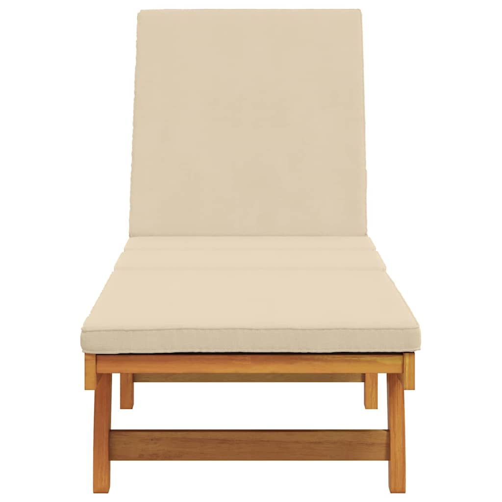 Sun Lounger Reclining Brown 199 x 63 x 85 cm Solid Acacia Wood