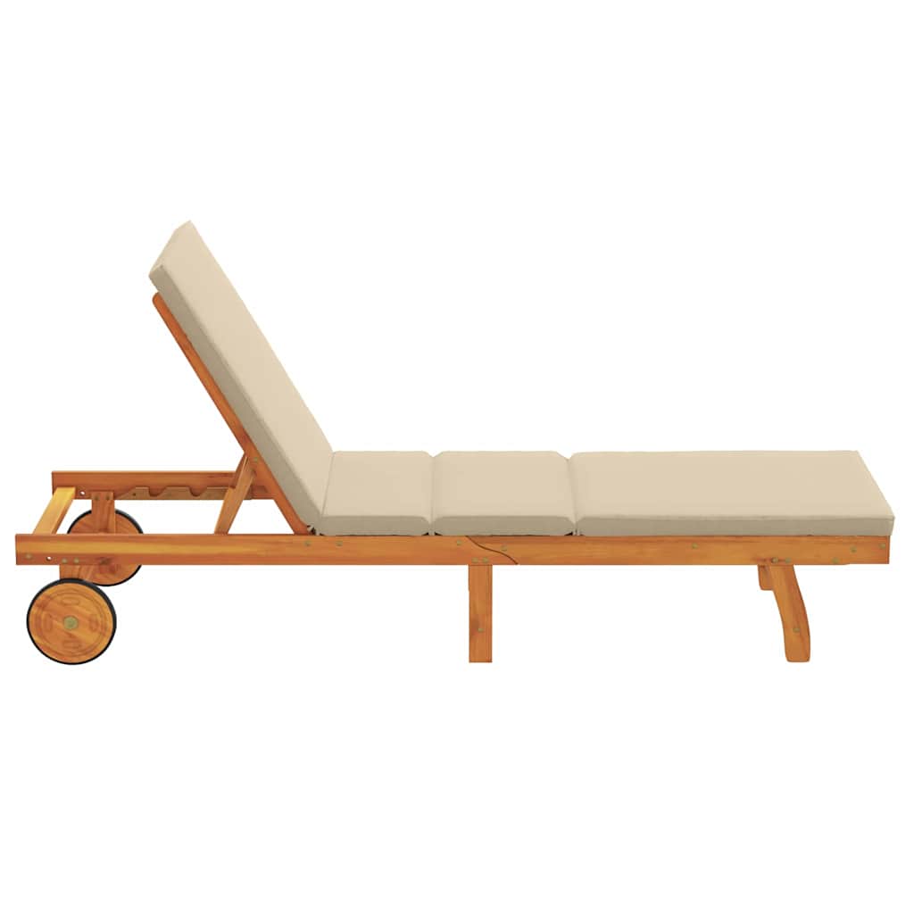 Sun Lounger Reclining Brown 199 x 63 x 85 cm Solid Acacia Wood