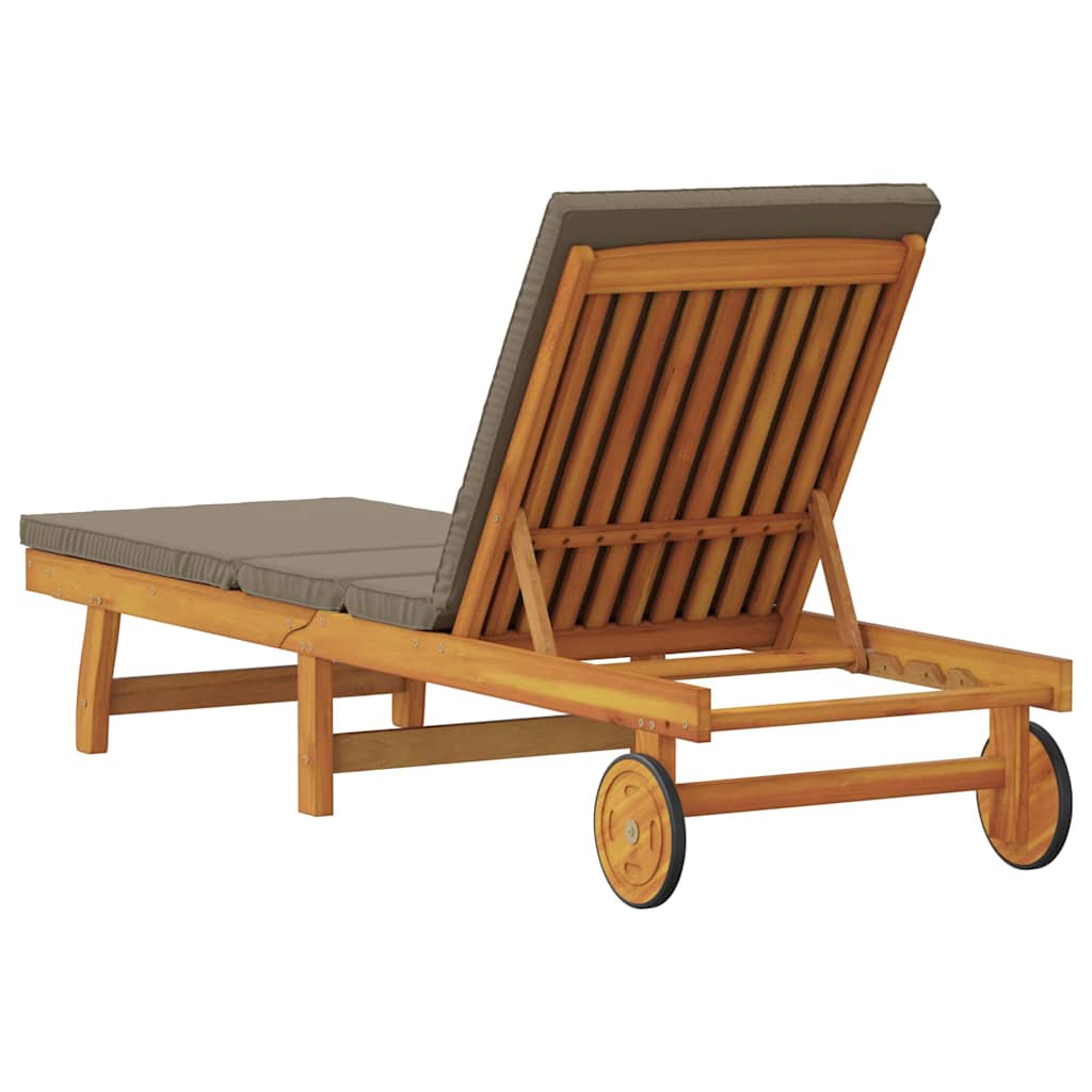 Sun Lounger Solid Acacia Wood Brown