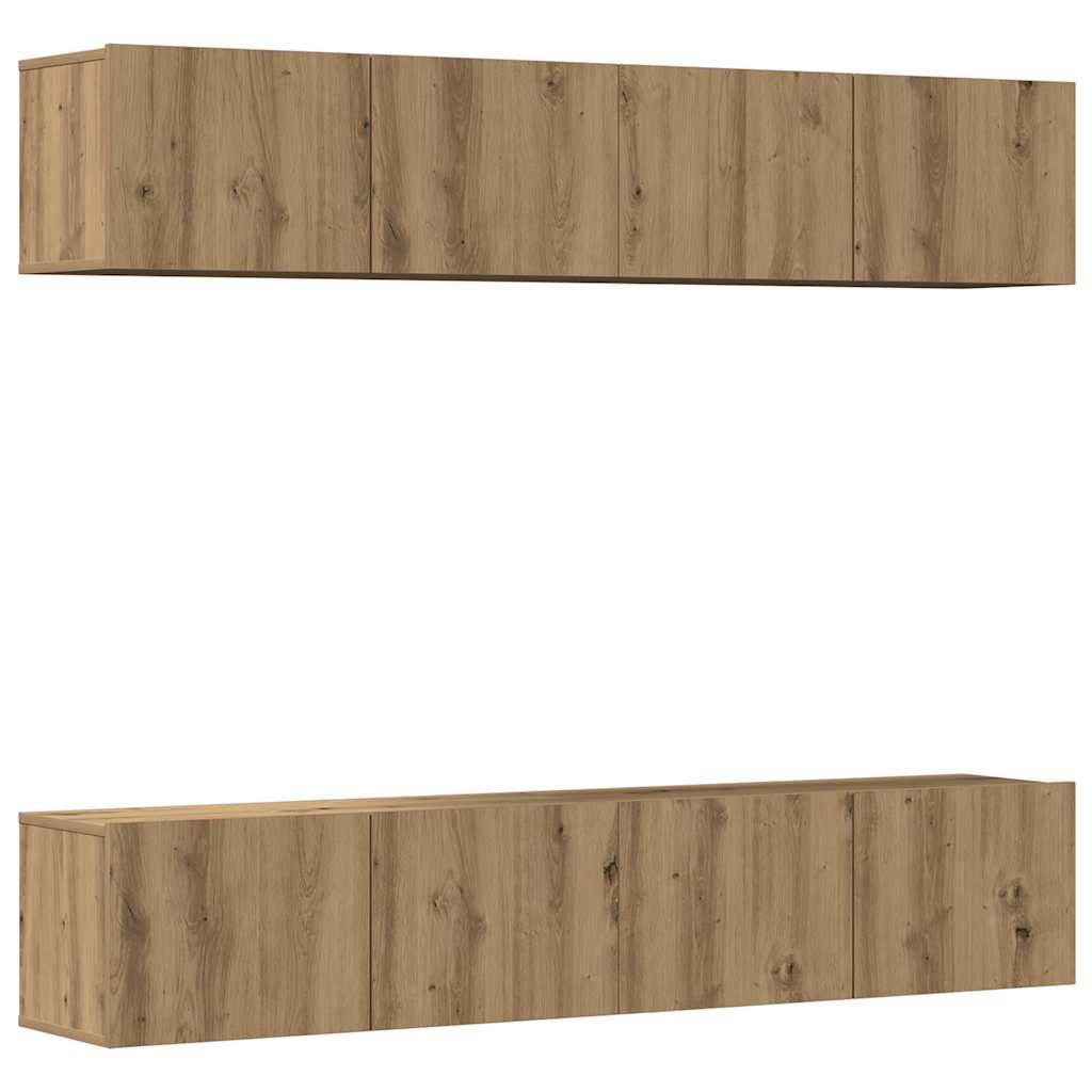 4 Piece Wall-mounted TV Cabinet Set Artisan Oak Engineered Wood