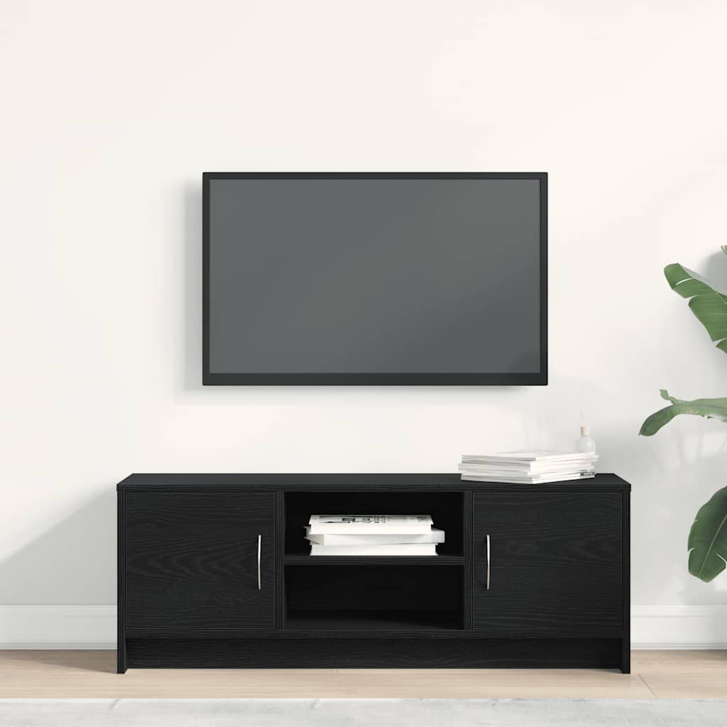 TV Cabinet Black Oak 102x30x37.5 cm Engineered Wood