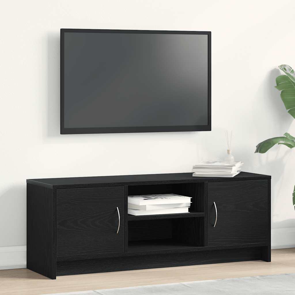 TV Cabinet Black Oak 102x30x37.5 cm Engineered Wood