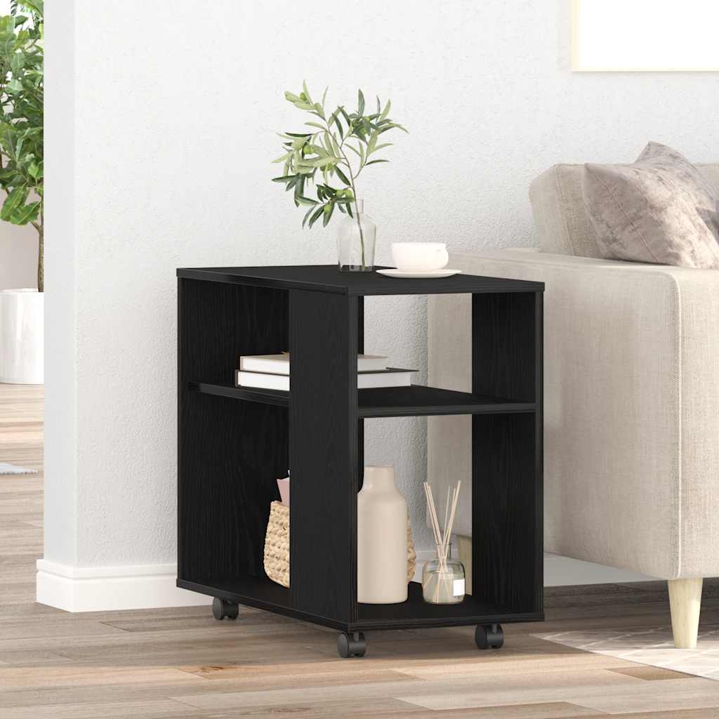 Side Table Black Oak 70x35x60 cm Engineered Wood