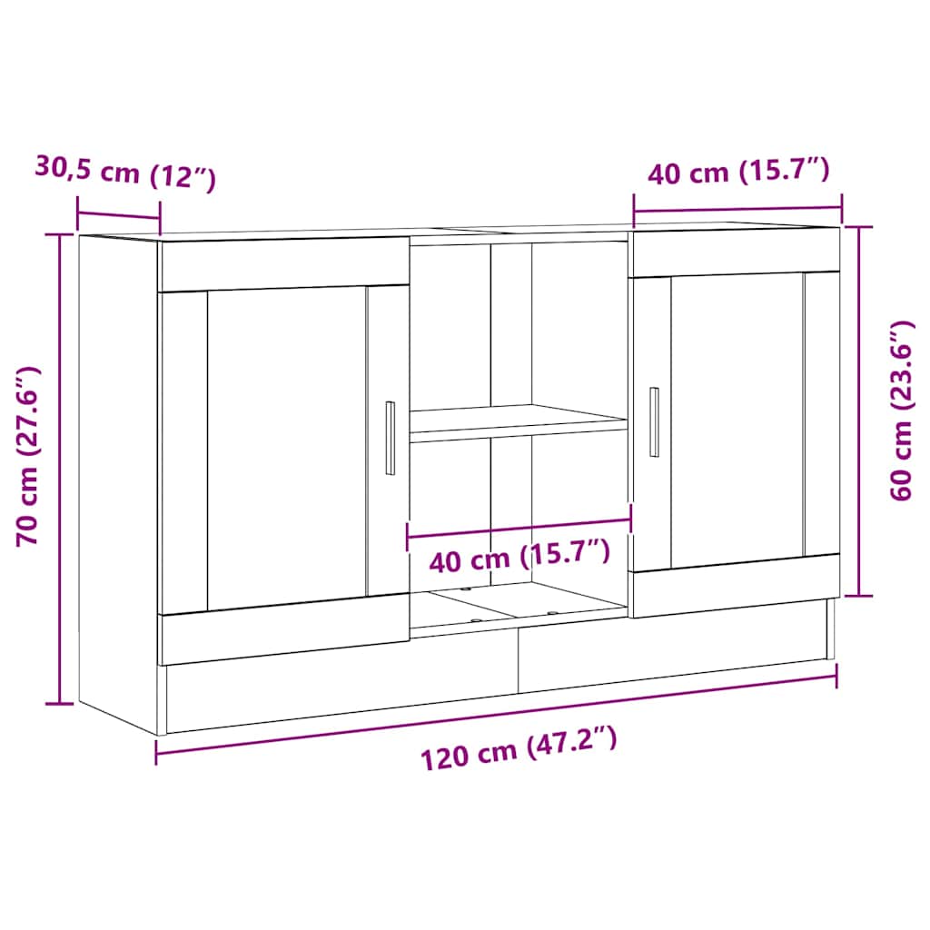 Sideboard Black 120 x 30.5 x 70 cm Engineered wood