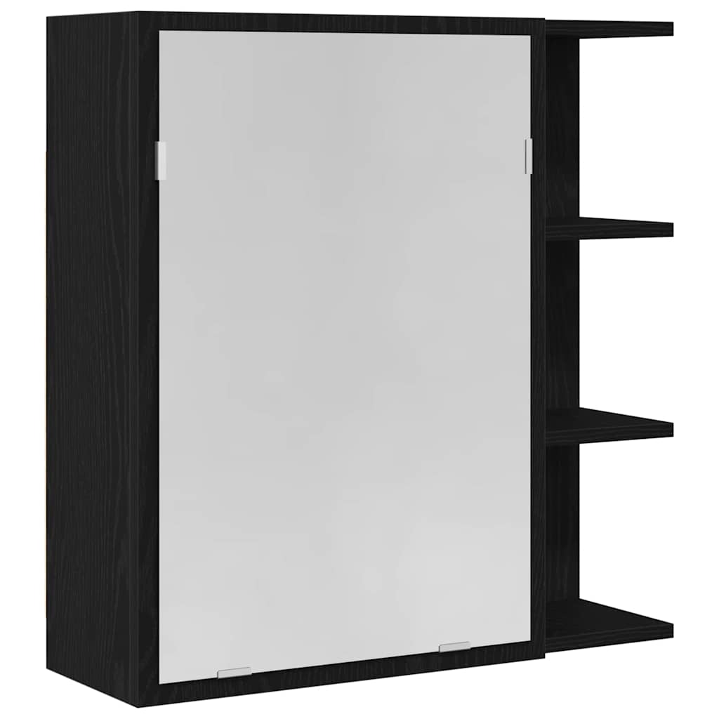 Bathroom Mirror Cabinet with Door Black oak 62.5 x 20.5 x 64 cm