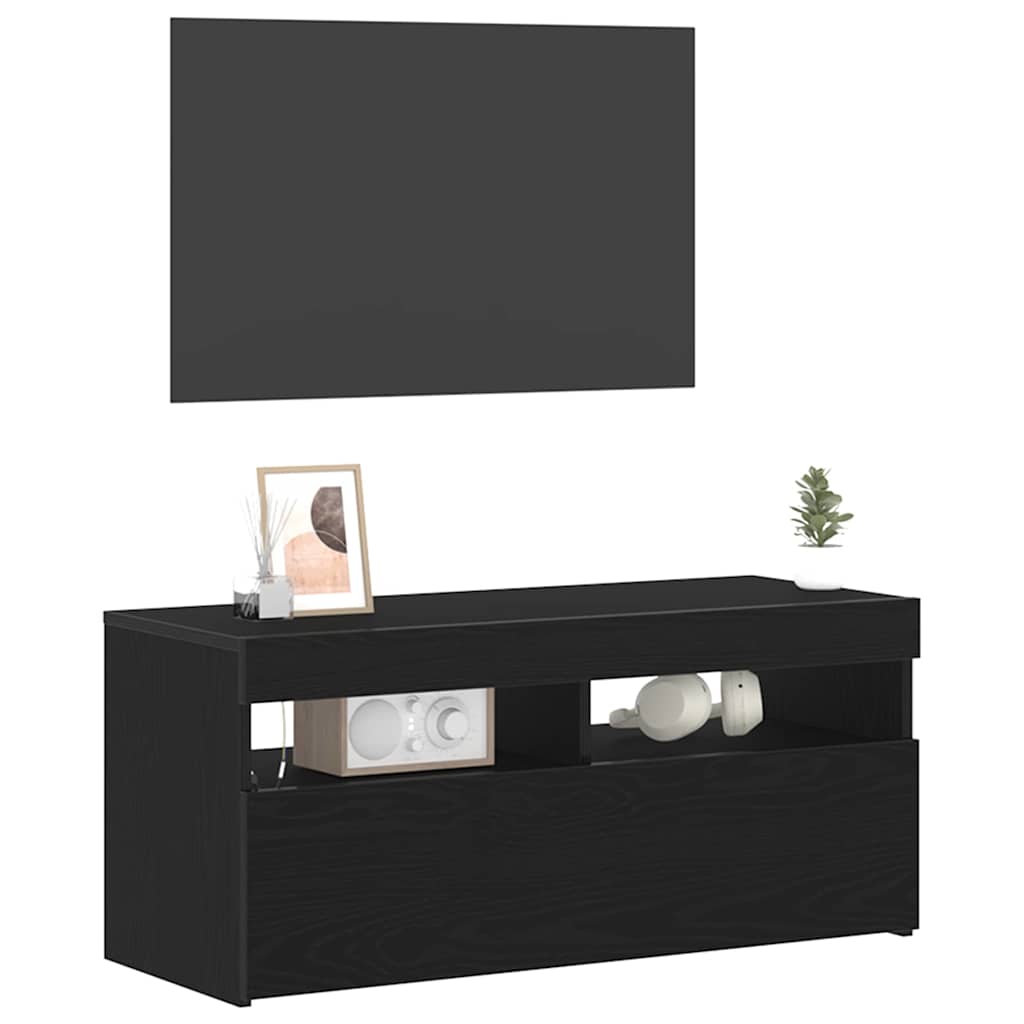 TV Cabinet 90 x 35 x 40 cm Black Oak Engineered Wood