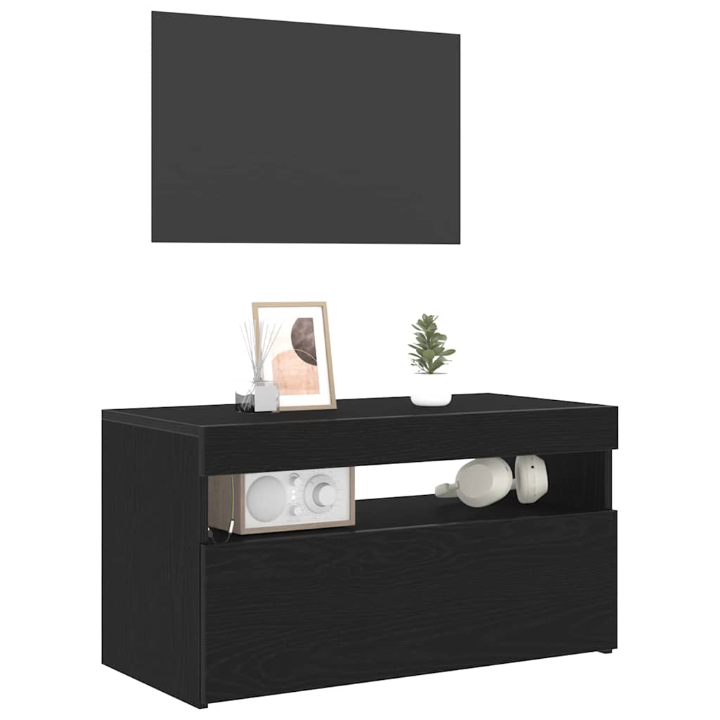 TV Cabinet 2 pcs Black Oak Engineered Wood