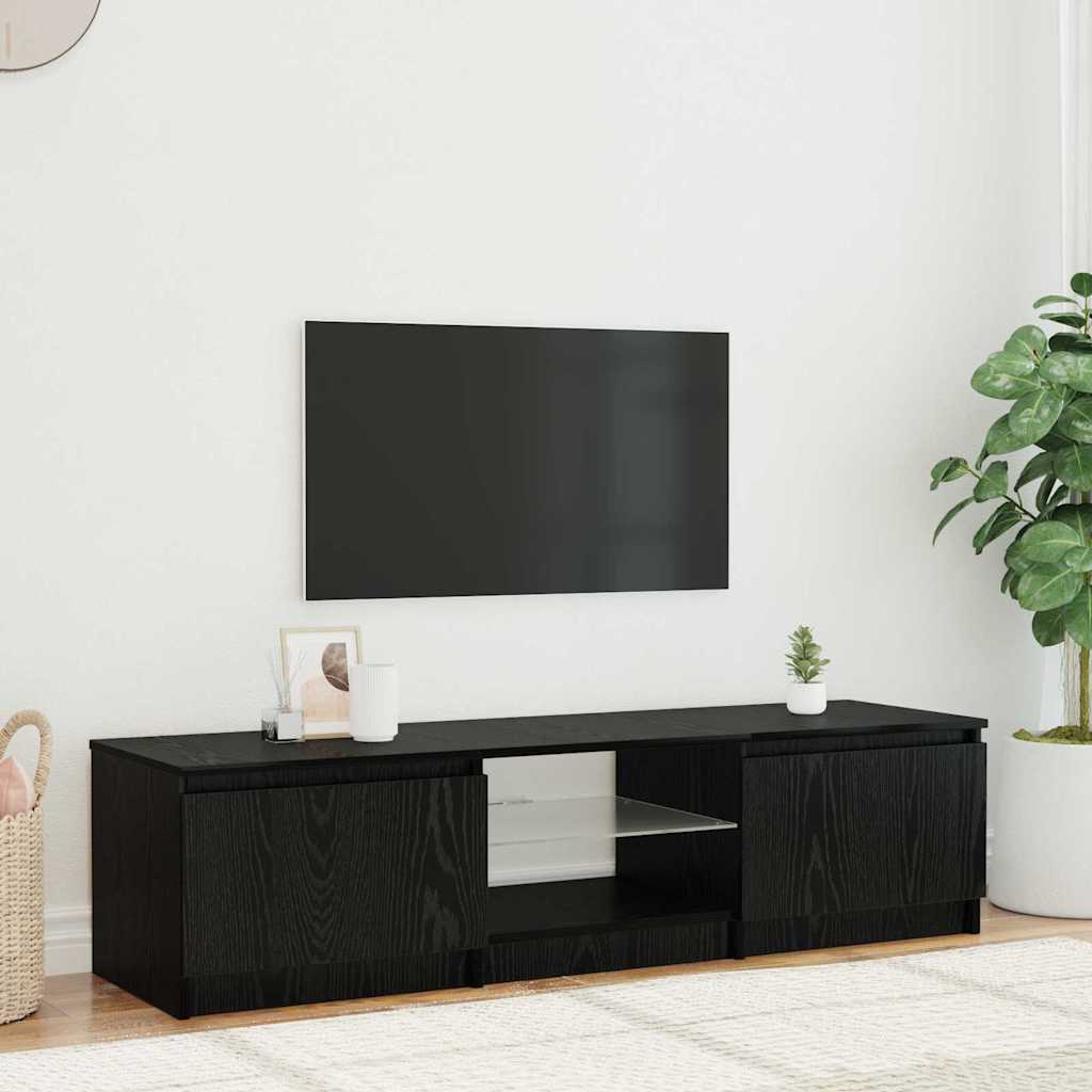 TV Cabinet Black Oak 140 x 38,5 x 36 cm Engineered Wood