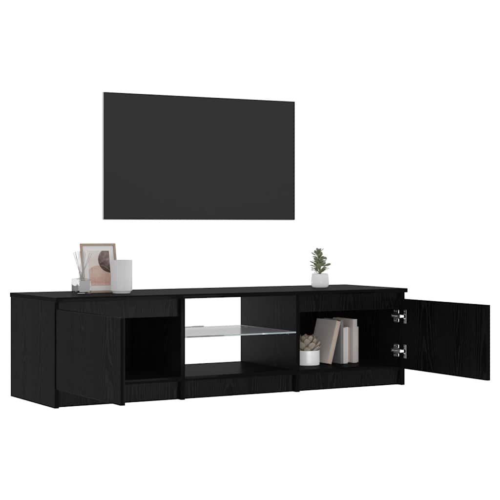 TV Cabinet Black Oak 140 x 38,5 x 36 cm Engineered Wood