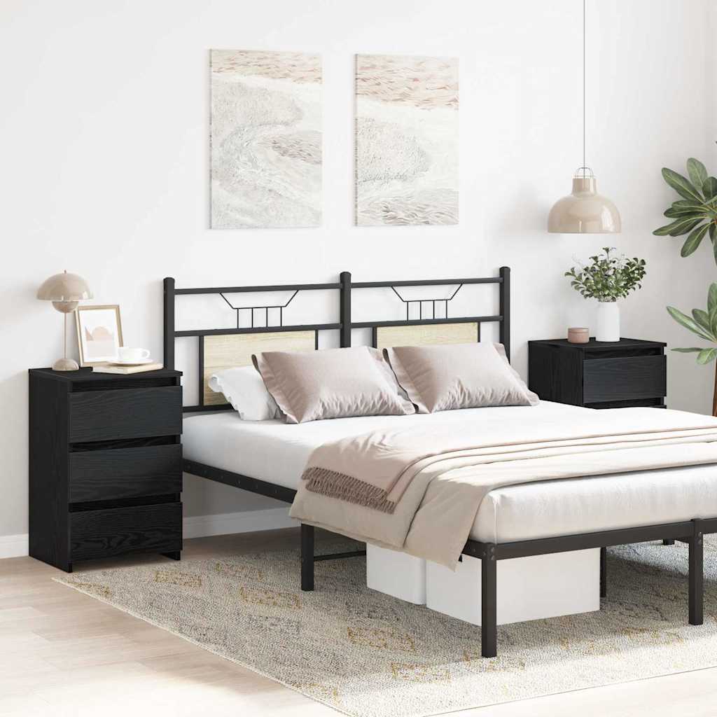 Bedside Cabinet with Drawer 2 pcs Black Oak 40 x 35 x 62,5 cm