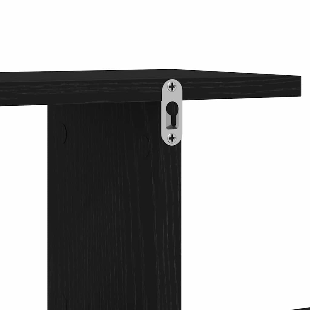 Wall-mounted TV Shelf with Shelf Black Oak 125 x 18 x 23 cm