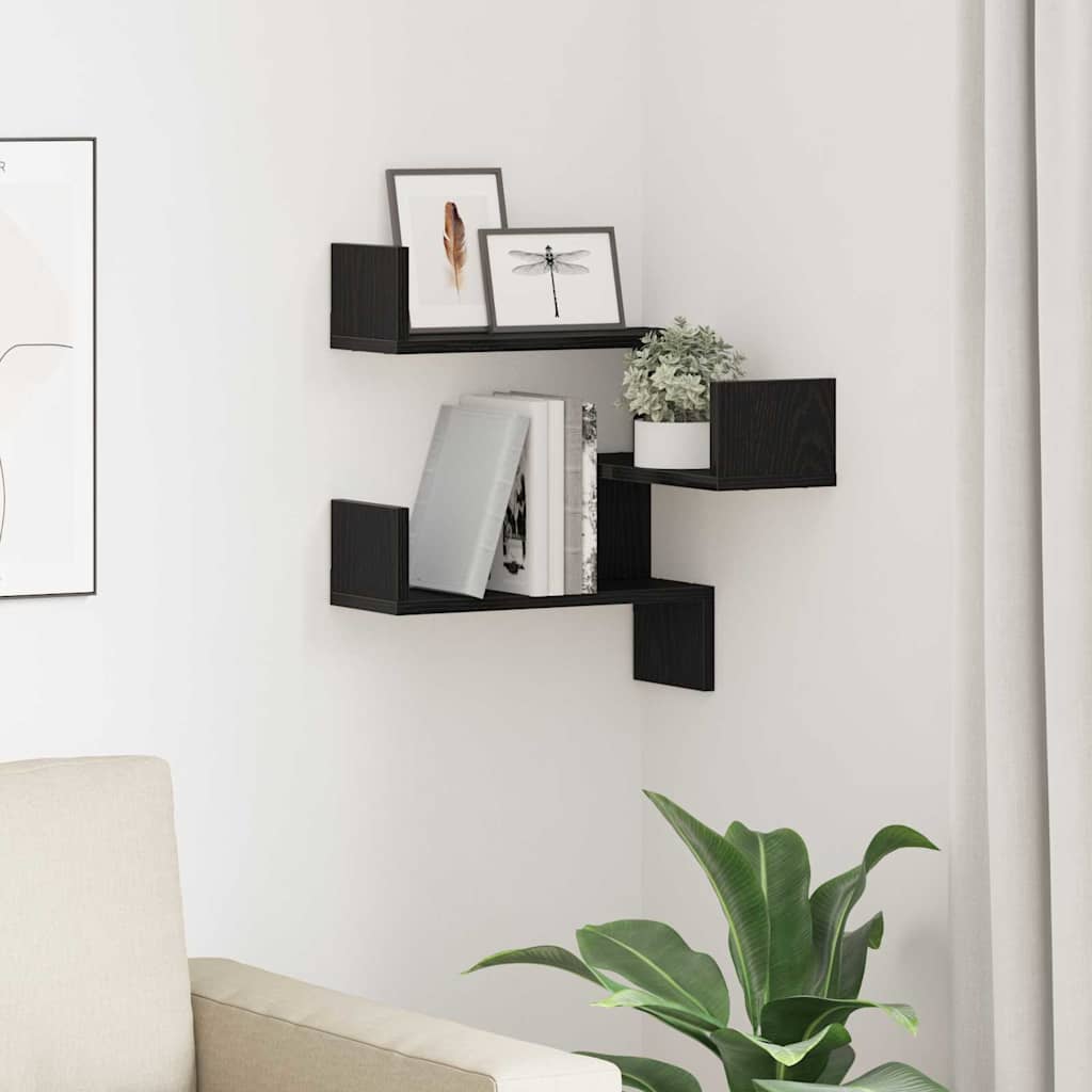 Wall Shelf Black Oak 40 x 40 x 49,5 cm Engineered Wood