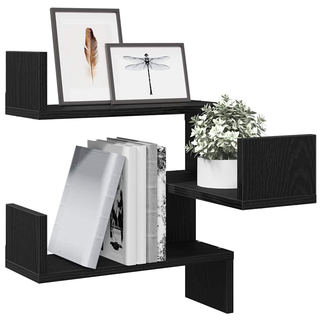Wall Shelf 2 pcs Black Oak 40 x 40 x 49,5 cm Engineered Wood